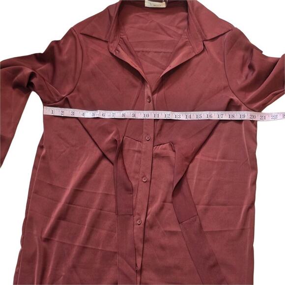 Women's Burgandy Maxi Shirt Wrap dress Sz. S/M - Picture 5 of 8
